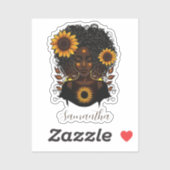 Sticker Reine des tournesols Afro femme (Feuille)
