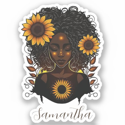 Sticker Reine des tournesols Afro femme (Recto)