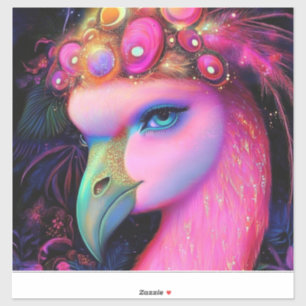 Sticker Reine du Flamant rose cosmique