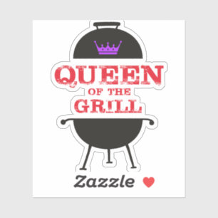 Sticker Reine Du Grill, Rouge Couronne Violet