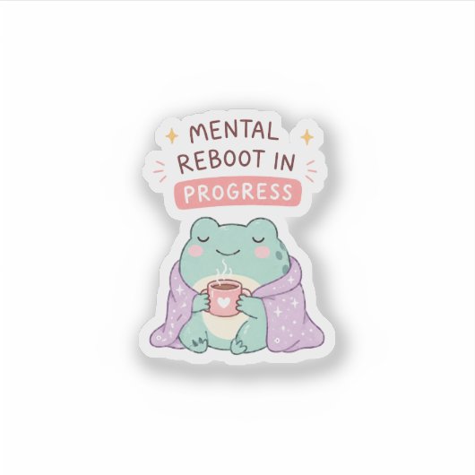 Sticker Réinitialisation mentale Progrès Grenouille Mignon (Devant)