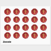 Sticker religieux de cire rouge de la Croix Jaune (Feuille)