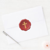 Sticker religieux de cire rouge de la Croix Jaune (Enveloppe)