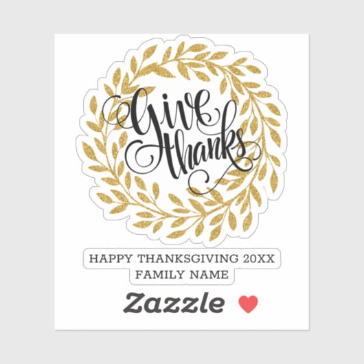 Sticker Remercier la typographie moderne couronne d'or (Feuille)