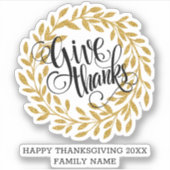 Sticker Remercier la typographie moderne couronne d'or (Devant)