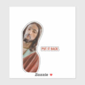 Sticker Remettez-Le Drôle Jésus Sur arrière - plan Blanc (Feuille)