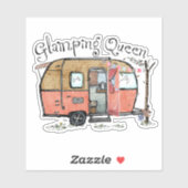Sticker Remorque Camper Cute Glamping Queen (Feuille)