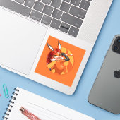 Sticker Rena Rouge Orange Badge (Ordinateur portable avec iPhone)