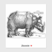 Sticker Renaissance Rhinoceros Albrecht Durer (Feuille)