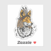 Sticker Renard autochtone indien (Feuille)