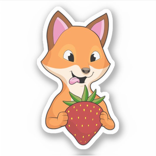 Sticker Renard avec fraise (Devant)