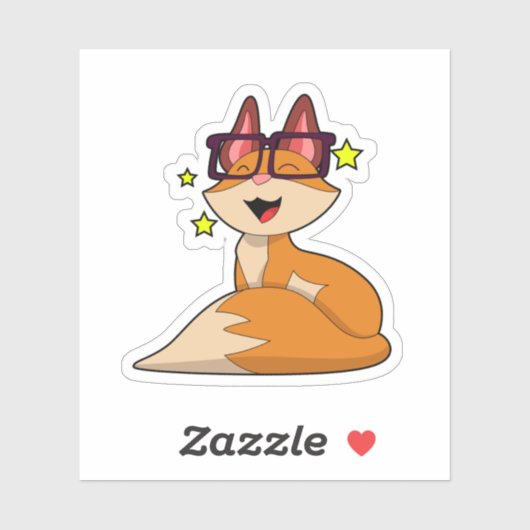 Sticker Renard avec lunettes (Feuille)