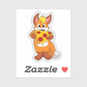 Sticker Renard avec pizza (Feuille)