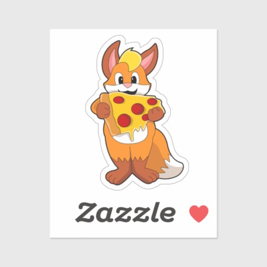 Sticker Renard avec pizza (Feuille)