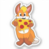 Sticker Renard avec pizza (Recto)