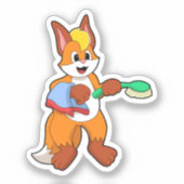 Sticker Renard avec serviette et brosse (Recto)