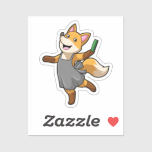 Sticker Renard comme coiffeur avec ciseaux