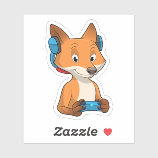 Sticker Renard comme joueur avec Joystick (Feuille)