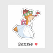 Sticker Renard comme mariée avec robe Mariage & Flower wre (Feuille)