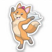 Sticker Renard comme mariée avec voile et cœur (Recto)