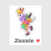 Sticker Renard comme Patineur Inline avec Patinage Inline (Feuille)