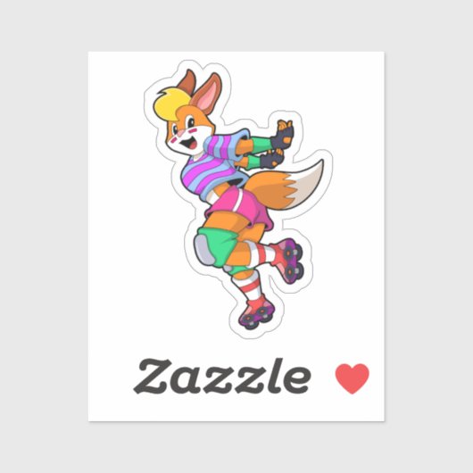 Sticker Renard comme Patineur Inline avec Patinage Inline (Feuille)