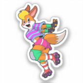 Sticker Renard comme Patineur Inline avec Patinage Inline (Recto)