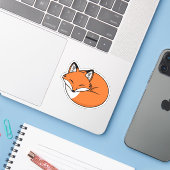 Sticker Renard de dessin animé endormi (Ordinateur portable avec iPhone)