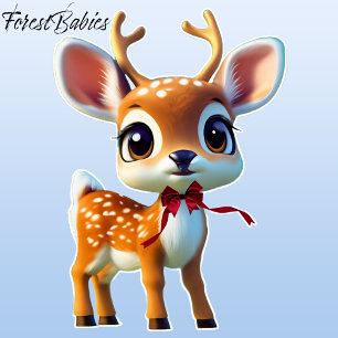 Sticker Renard de Noël avec Cravate de Bow rouge, Veau ave