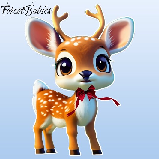 Sticker Renard de Noël avec Cravate de Bow rouge, Veau ave