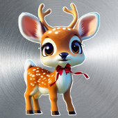 Sticker Renard de Noël avec Cravate de Bow rouge, Veau ave