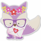 Sticker Renard de Saint Valentin, Renard pourpre, Lunettes (Devant)