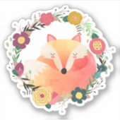 Sticker Renard doré mignon dans le contour de la couronne (Devant)