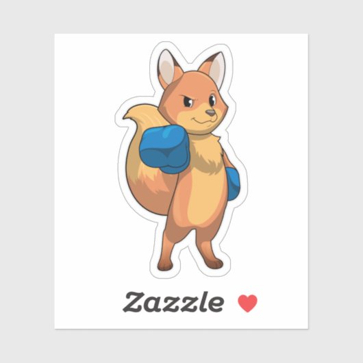 Sticker Renard en boîte avec gants de boxe (Feuille)