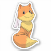 Sticker Renard en mariée avec Voile (Devant)