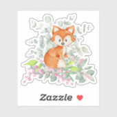 Sticker Renard mignon et verdure (Feuille)
