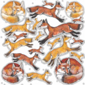 Sticker Renard rouge Orange renards Bois Nature Animal Vin (Devant)