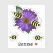 Sticker Rencontre des abeilles sur la fleur de Puprle (Feuille)