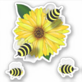 Sticker Rencontre des abeilles sur la Fleur Jaune (Devant)