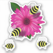 Sticker Rencontre des abeilles sur la Fleur Rose (Devant)