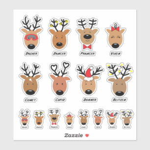 Sticker rendierster van de kerstman