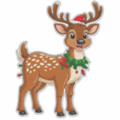 Sticker Renne de dessin animé joyeux (Devant)