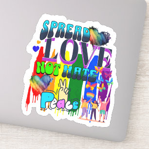 Sticker Répandez l'amour et non la haine Fierté LGBTQI+