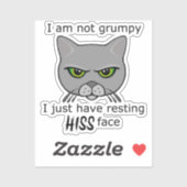 Sticker Repose Hiss Face Gray Chat - Avantages PACR (Feuille)
