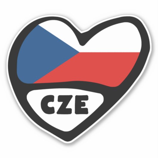 Sticker République tchèque Code pays Coeur du drapeau, CZE (Devant)