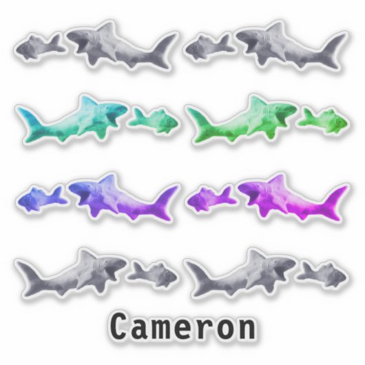 Sticker Requin après plus petit Motif d'argile de poisson  (Devant)