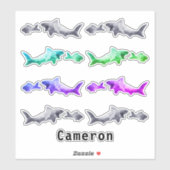Sticker Requin après plus petit Motif d'argile de poisson (Feuille)