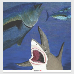 Sticker Requin attaquant l'autocollant thon