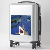 Sticker Requin attaquant l'autocollant thon (Sur valise)