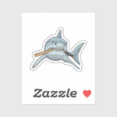 Sticker Requin au baseball avec batte de baseball (Feuille)